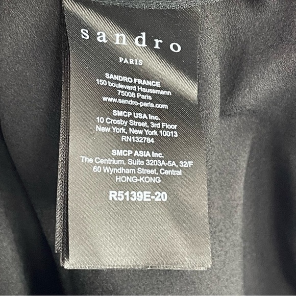 SANDRO PARIS LACE PANEL LONG SLEEVE V-NECK MINI DRESS - Picture 12 of 15